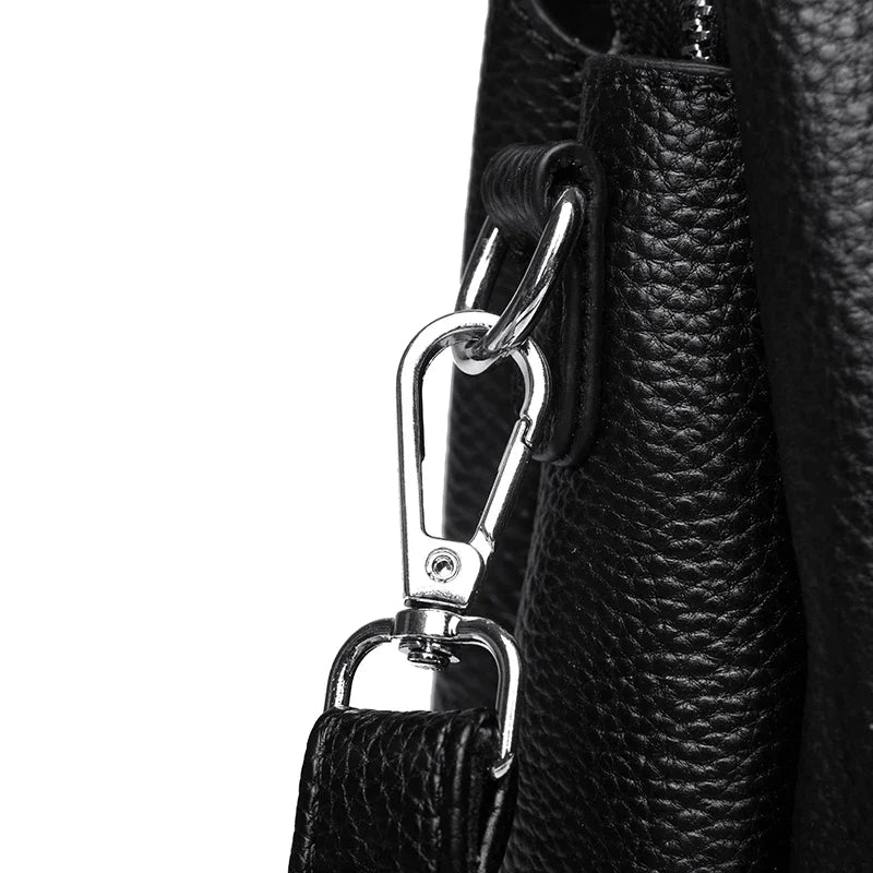 100% cowhide Bag Casual Women Hobos Handbags Bucket Bags New Women's Fashion Handbags Retro Solid Color Leather Shoulder wallet