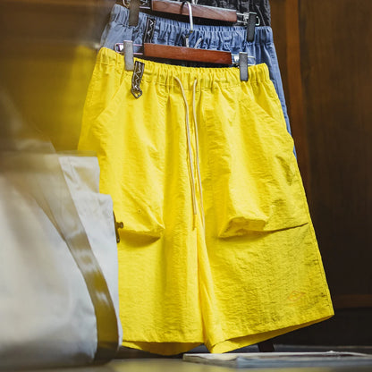 Summer Men's Casual Shorts Outdoor Workwear Straight Fit Multi-pocket Sports Shorts Mid-Rise Elastic Waistband Pants