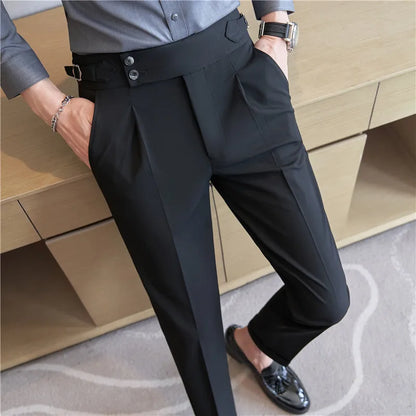High-quality 2024 Men's Naples Trousers, Men's High-waisted Casual Pants Slim-fit Suit Trousers 28-38 Classic Formal Dress Pants