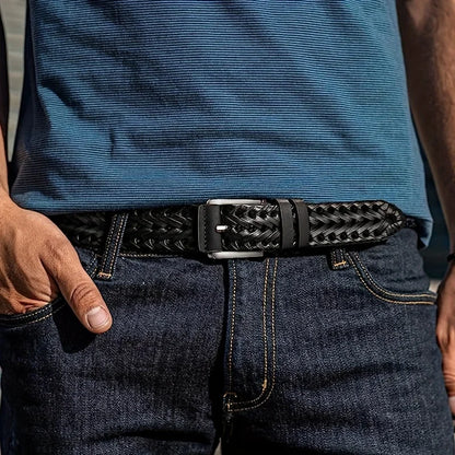 Men's Belt Casual Sports Hollow Woven Waistband Jeans Waistband, Gift for Dad or Boyfriend