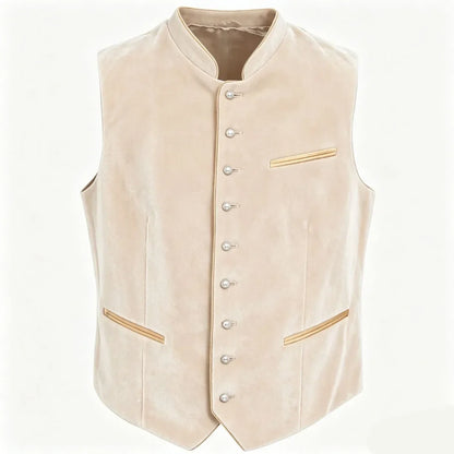 Men Vest Black Suede Velvet High Neck Single Breasted Waistcoat For Wedding Banquet Business Work Casual Daily Men Suit Vest