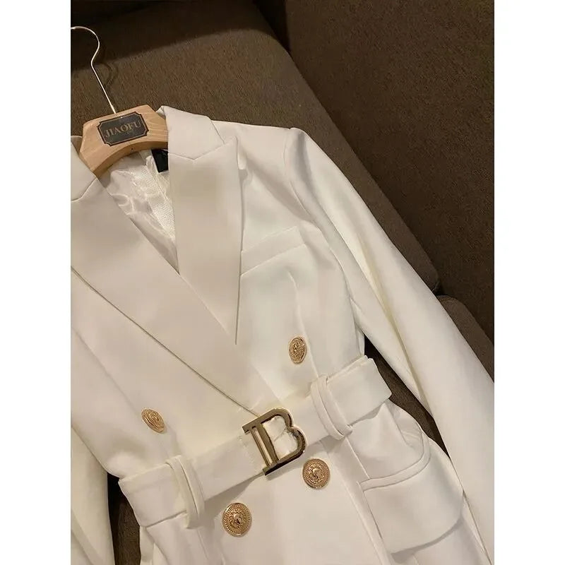Design Sense Niche Waist Skirt Small Man Medium Length Celebrity Suit Dress Female Superior Sense of Temperament Balmain 2024