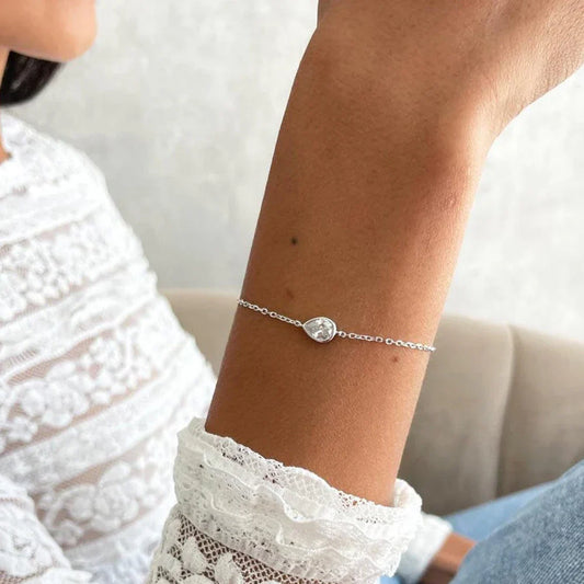 Bracelet solitaire en moissanite taille poire, certifié 1/2CT D VVS1, serti clos en argent 925, chaîne de poignet en diamant de laboratoire pour femme