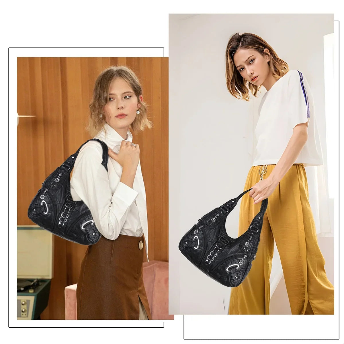 Vintage Bag Large Women's Shoulder Bag Leopard Print Top-Handle Fashion Satchel Dumpling Tote Hobos Handbags
