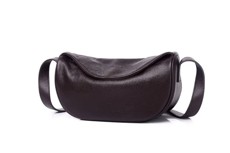 High Quality Genuine Leather Crossbody Luxury Handbag for Women, Large Capacity Shoulder Bag, Cowhide Retro Fashion Saddle Bag