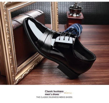 6cm/8cm Height Increasing Mens Formal Dress Shoes Cow Leather Elevator Shoes Business Office Oxfords Wedding Party Social Shoes