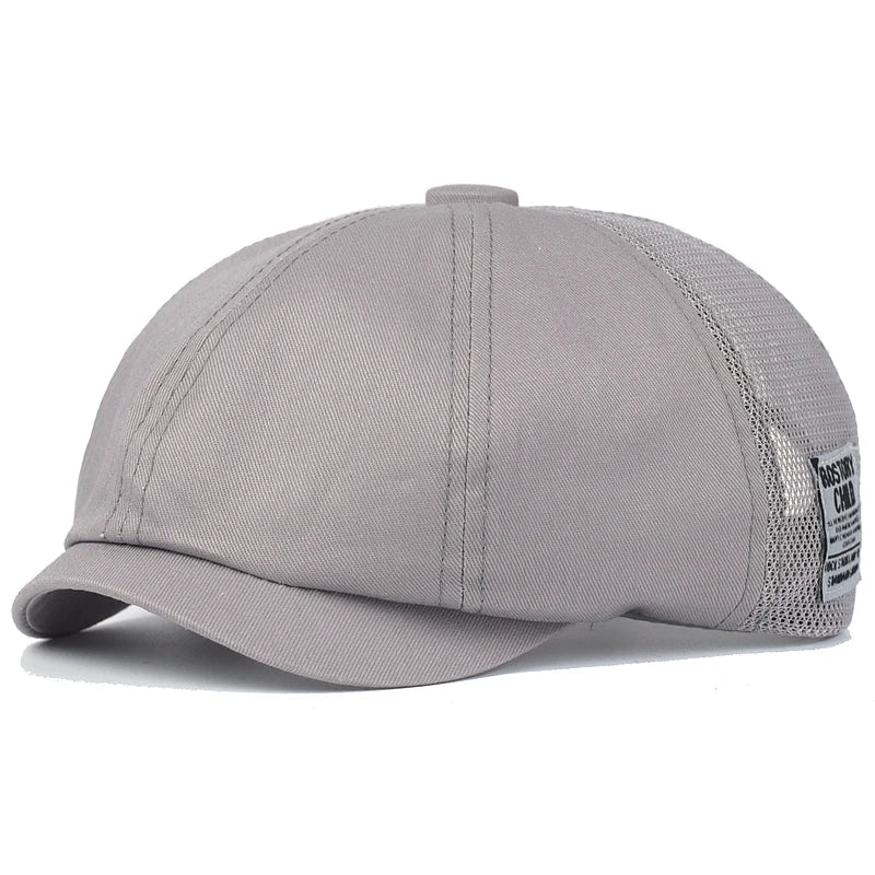 Summer Mesh Newsboy Cap Breathable Cotton Peaky Octagonal Hat Vintage Casual Cap Solid Berets Visor Gatsby Flat Ivy Hat