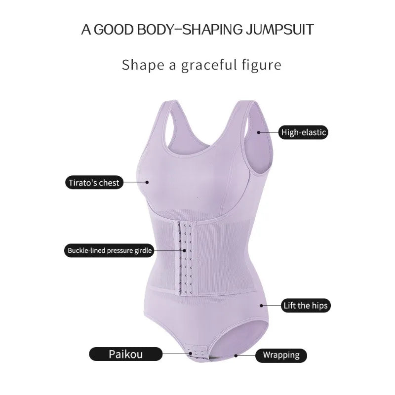 2025 New Bodysuit Shapewear with Zipper Belt Women Tummy Control Fajas Body Shaper Waist Trainer Slimming Cincher Corset Tops