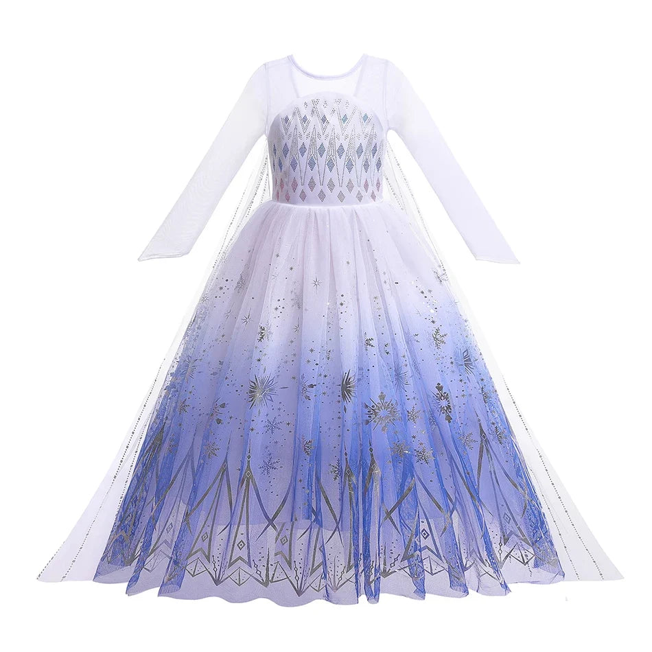 Girls Princess Dress Kids Elsa Anna Snow White Aurora Belle Rapunzel Peach Halloween Costume Children Birthday Party Clothes
