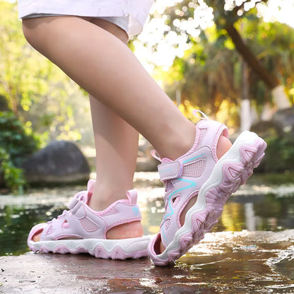 Summer Breathable Anti-Slip Sport Sandals for Boys&Girls Kids Outdoor Closed-Toe Beach Shoes Anti-Bump Water Sandals