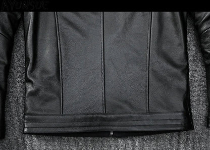 Mens Leather Jacket Autumn Men Clothing Handsome Motorcycle Jackets Two Colors Short Coats Kurtka Męska Skórzana Slim