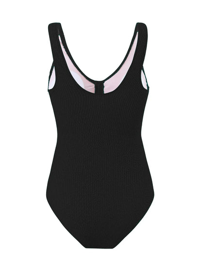Slim V Neck Swimsuit Women 2025 New One Piece Vacation Swimwear Solid Bodysuit Female Bathers Swimming Monokini Summer Beachwear