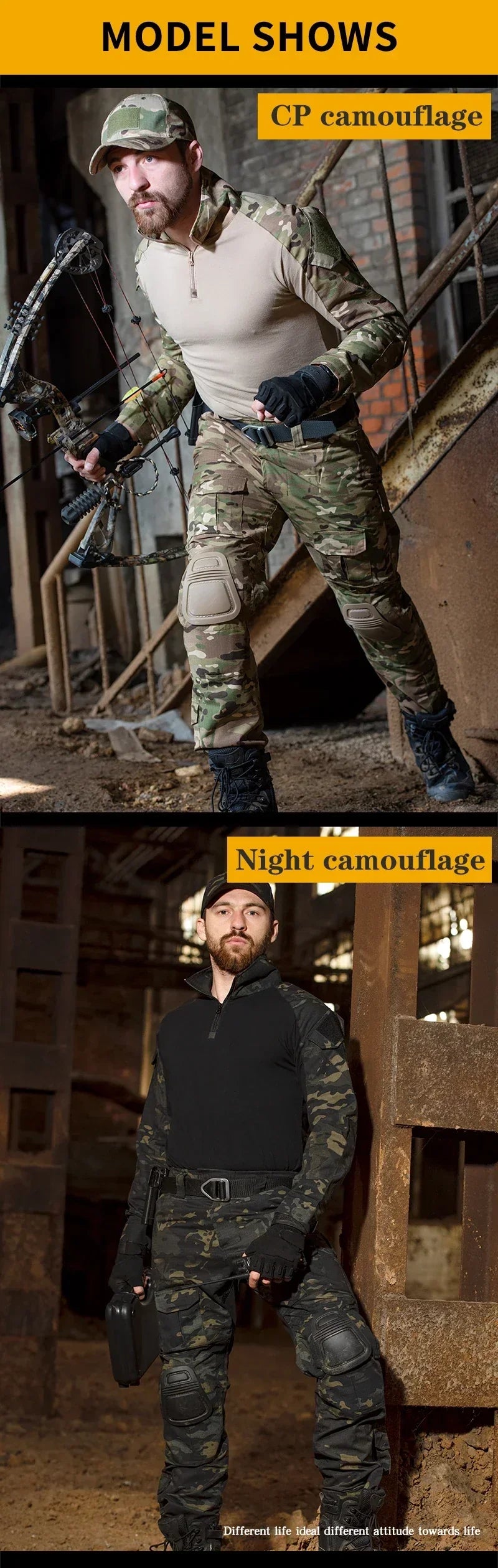 Outdoor Tactical Uniform Military Camo Hiking Training Shirts Workwear Cargo Pants+Pads Airsoft Paintball Hunting Clothes Sets