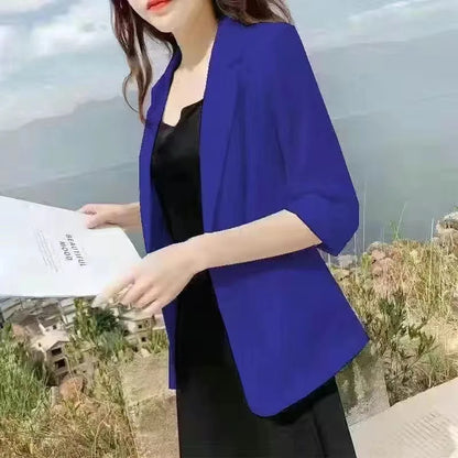 Linen Small Blazer For Women, Thin  Summer Suit, Korean Version, Sun Protection, Casual British Style, White And Black