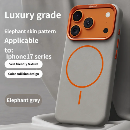 High-End Elephant Leather Texture Magnetic Phone Case for IPhone 17 Pro Max Air for Magsafe Wireless Charging Full Protect Cover