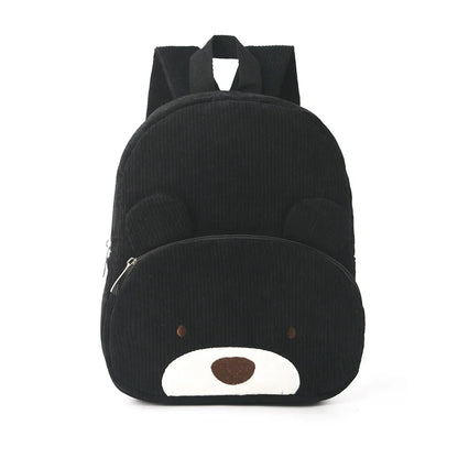 Customized Name Toddler Backpack Cartoon Bear Corduroy Large Capacity Backpack Embroidered Name Backpack Plush Bag