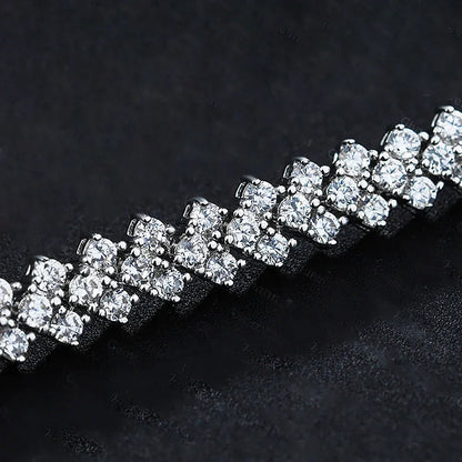 1.5mm Real Moissanite Tennis Bracelet S925 Sterling Silver  3-row Heart Lab Diamond Bracelets for Bridal Women Wedding Jewelry