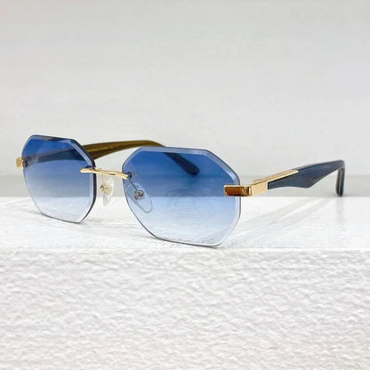 Rimless Polygon Luxury Sunglasses Acetate Alloy Gold Brand Irregular Square Original Classical Retro UV400 Gafas Hot