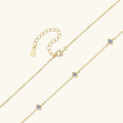 3mm Moissanite Diamond Necklaces for Women Dainty 18k Gold Plated/925 Sterling Silver Neck Chain Female Trendy Jewelry