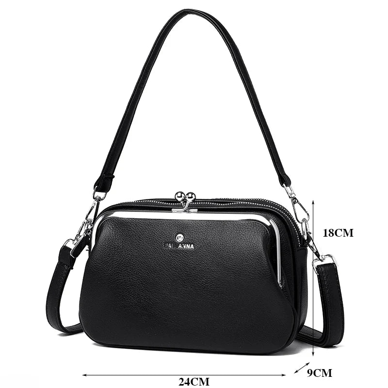 Elegant Shoulder Bag for Women Soft Leather Crossbody Bags Designer Multiple Pockets Messenger Bag Ladies Purses and Handbags