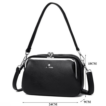 Elegant Shoulder Bag for Women Soft Leather Crossbody Bags Designer Multiple Pockets Messenger Bag Ladies Purses and Handbags