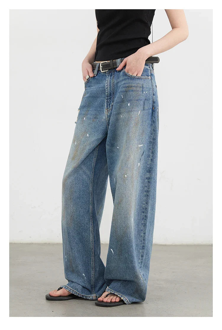 Women Jeans Loose Casual New Retro High Waisted Straight Leg Wide Leg Denim Pants Female Trousers Summer 2025