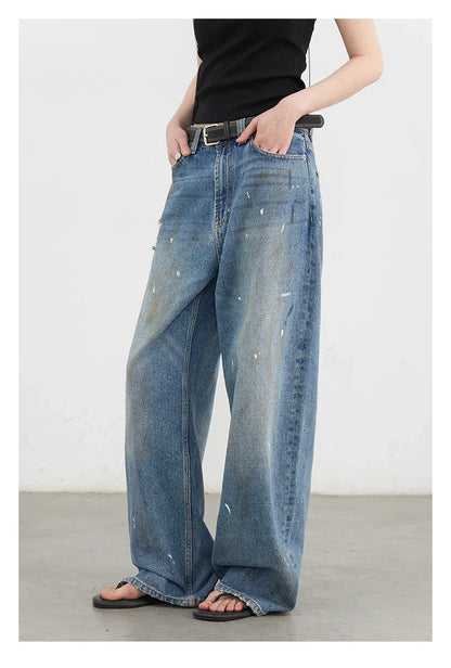 Women Jeans Loose Casual New Retro High Waisted Straight Leg Wide Leg Denim Pants Female Trousers Summer 2025