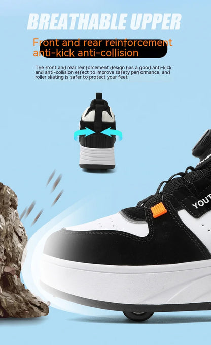 Students Children's Shoes Four Wheel Light Shoes Boys Invisible Roller Shoes Large Size Outdoor Sports Walking Shoes Women