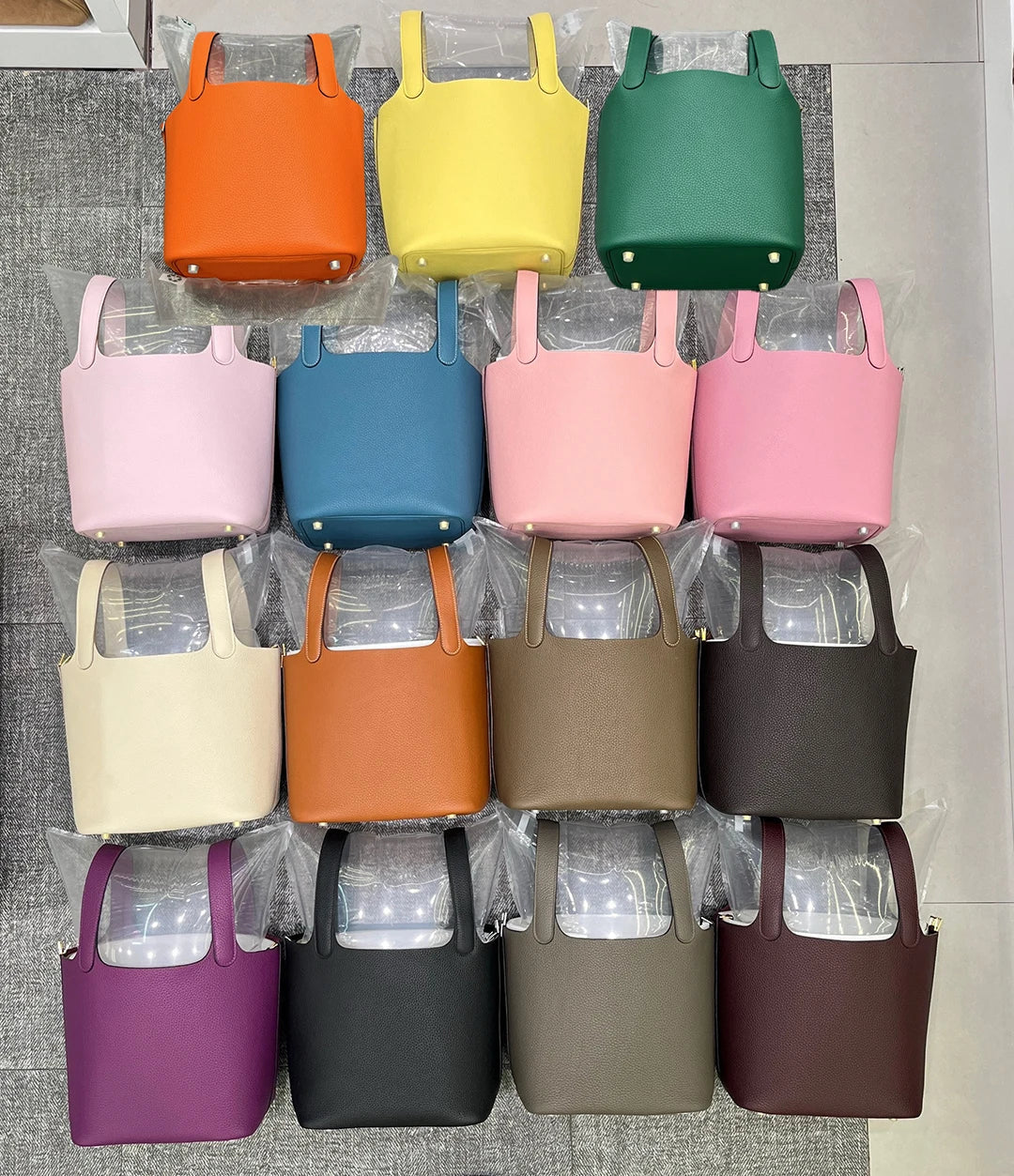 22 CM Large size Top Quality Bucket Bags Women's Bag Lady Luxury Designer High End Bag TC Cowhide Golden Sliver