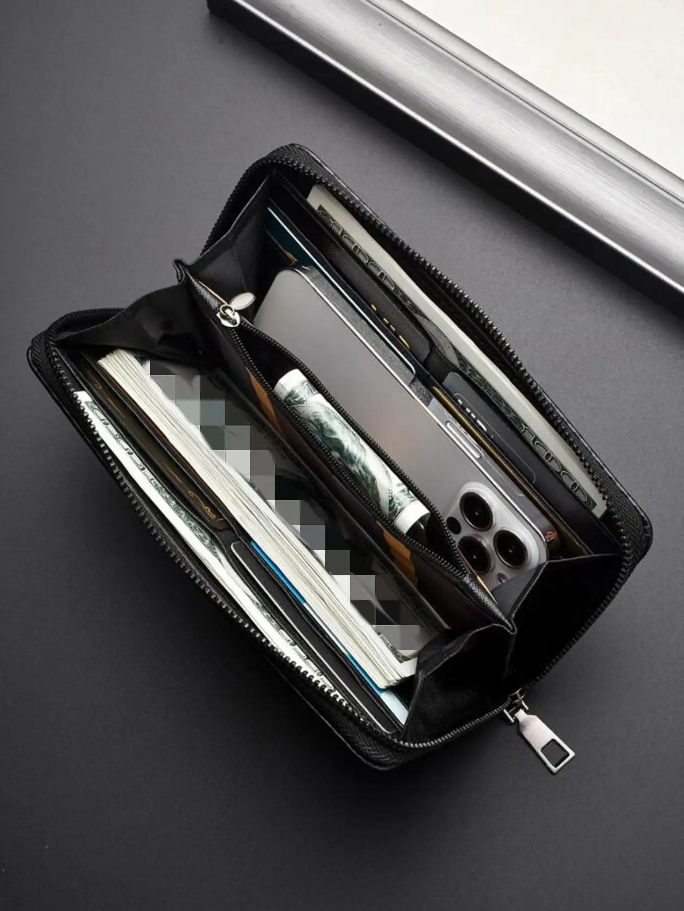 New Hot Casual Pu Zipper Long Wallet Business Large Capacity Multifunction Minimalist Long Wallet Rfid Blocking wallet for Men
