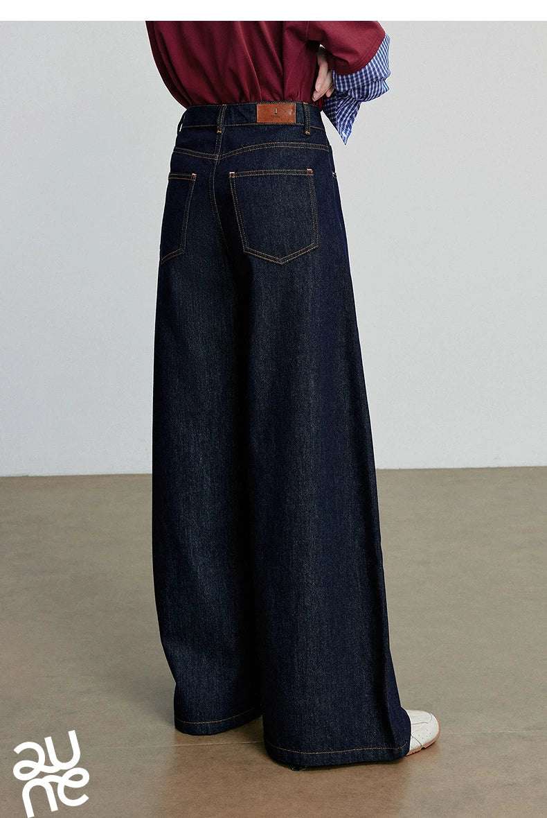Women Denim Jeans 2025 Autumn New loose Curved Banana Wide Leg Pants