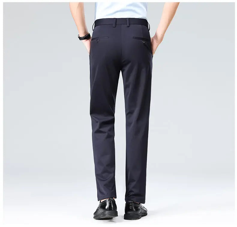 Men's Stretchy Casual Pants Business Suit Pants Spring Summer Breathable Dress Pants Full Length Homme Work Trousers