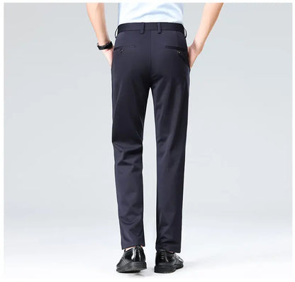 Men's Stretchy Casual Pants Business Suit Pants Spring Summer Breathable Dress Pants Full Length Homme Work Trousers