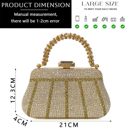 Nigerian Heel Party for Women Shoes and Bag Set Champagne Colour Rhinestone Handbag Italian Design Wedding INS 2024