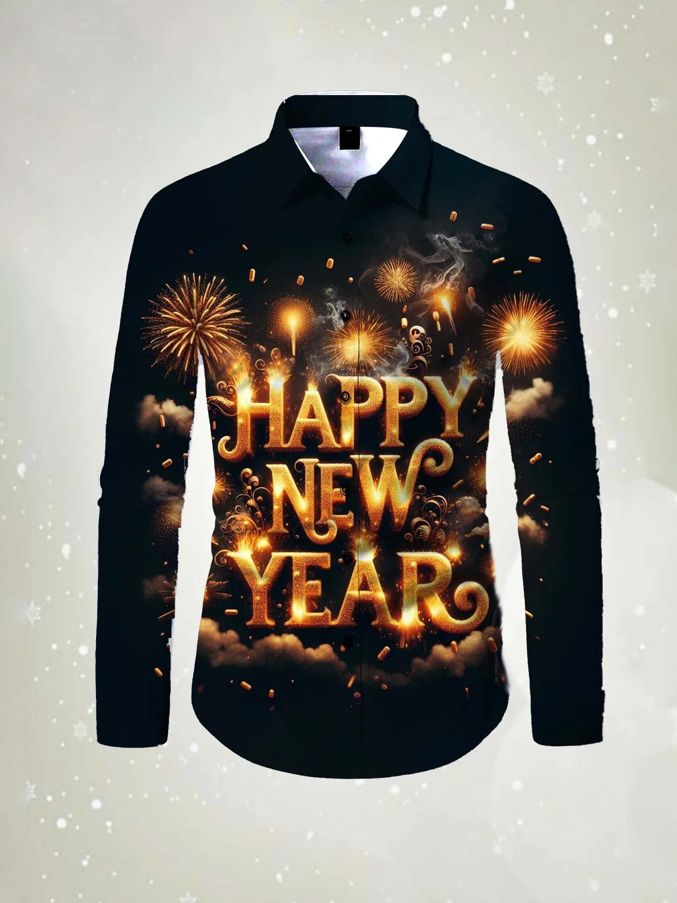 Men's long sleeved shirt Happy New Year Pattern 3D printed top 2026 spring autumn new fashion casual Festival Unisex clothing
