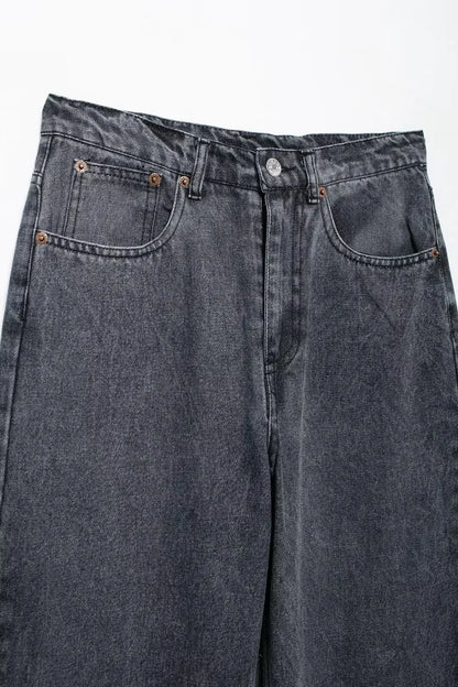 2024 Women's Street Fashion Denim Blue Jeans Distressed Patchwork High Waist Zipper Fly Ripped Retro Long Pants