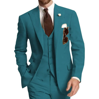 Business Party Best Men wedding Suit Peaked Lapel Two Button Custom Made Wedding Groom Tuxedos Jacket Pants Vest