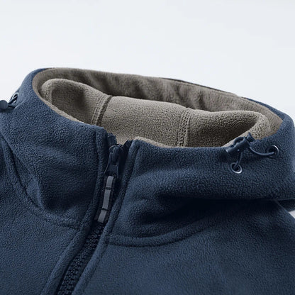 2025 Fleece Men's Coat Thickened Warm Windproof Loose Outdoor Collar Fleece Hooded Jacket Norwegian Printed Good Soldier