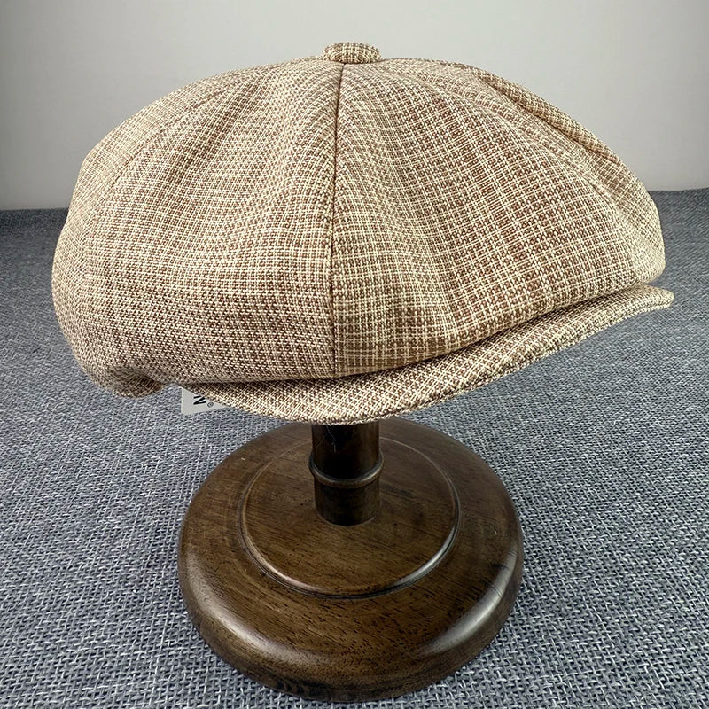 Summer Flax Newsboy Caps Breathable Octagonal Hat Men Women Berets Thin Casual Painter Caps Hats for Men
