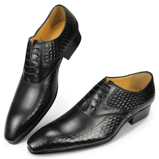 Luxury Men's Leather Shoes Leather Breathable Business Formal Shoes Wear Slip Casual Shoes High-end Height Increasing Lace Up