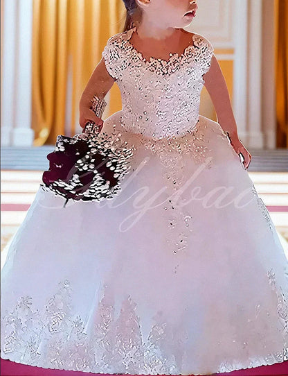 Long Sleeves Princess A Line Flower Girl Dresses for Wedding Sequins Beads Birthday Pageant Gowns Kids First Communion Dress
