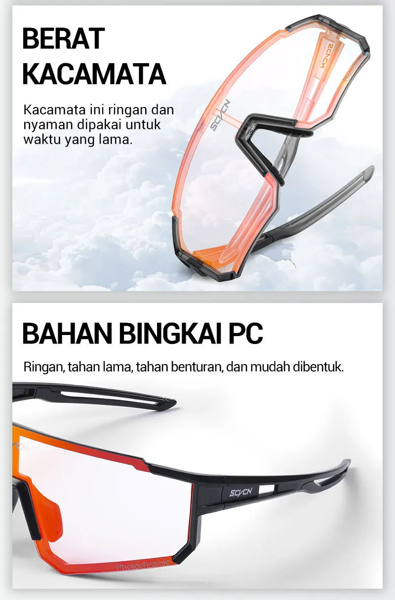 Photochromic Sunglasses for Men Cycling Glasses Cycling Mountain Bike Glasses and Women Casual Hiking Eyewear Windproof