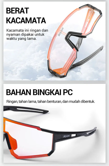 Photochromic Sunglasses for Men Cycling Glasses Cycling Mountain Bike Glasses and Women Casual Hiking Eyewear Windproof