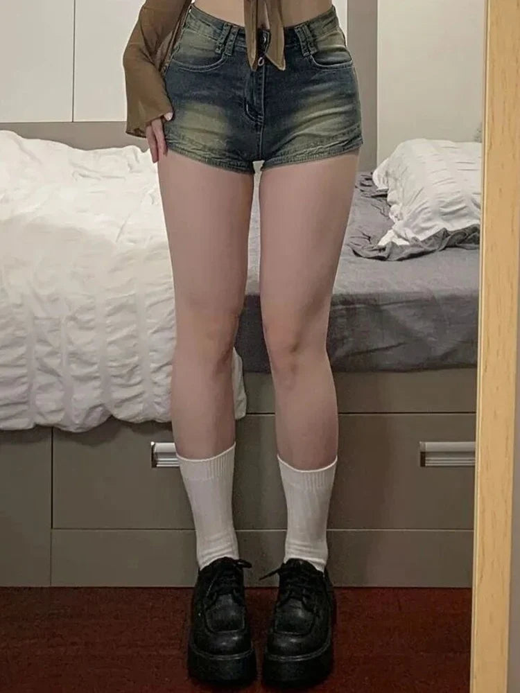 Summer Women Korean Retro Sexy Thin Hot Denim Shorts Jeans Lady Mini Pants Girls Tight Elastic High Street Ultra Short Jeans