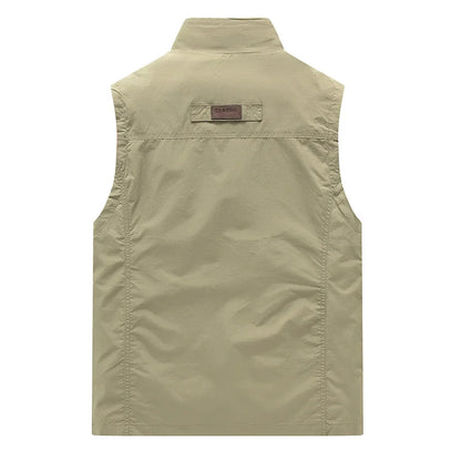 Spring New Men Waistcoat Outdoor Leisure Solid Color Vest Young Middle-aged Photography Fishing Casual Vest Jacket Male