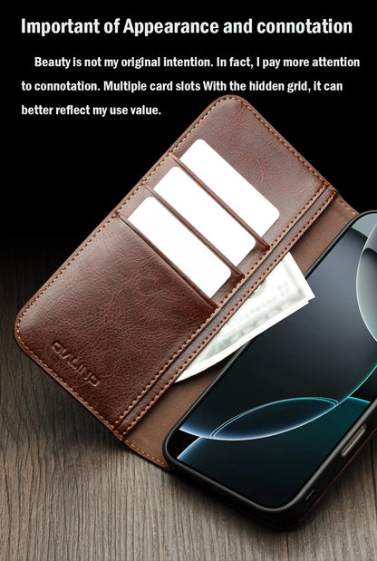 Genuine Leather Flip Case for iPhone 17 Bracket Handmade Business Cover with Card Slots for iPhone 17 Pro Max/17 Air