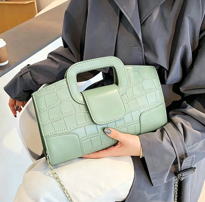 2025 New Crocodile Grain PU Leather Handbag for Women Vintage Large Capacity Evening Bag Simple Elegant Party Clutch Bag Shoulde