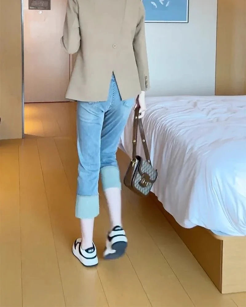 Suit Jacket Spring 2025 New Women Blazers Casual Notched Female Chic Coat Slim One Button Temperament Suit Coats Khaki Outwear