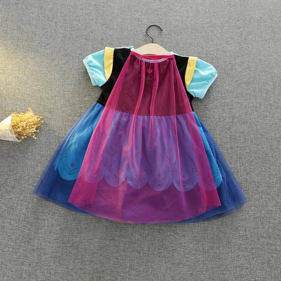 Toddler Girls Summer Cotton Short Sleeve Knee Lenth Dress Kids Elsa Anna Dress Up Clothing Little Girls Snow White Dresses XMZ65