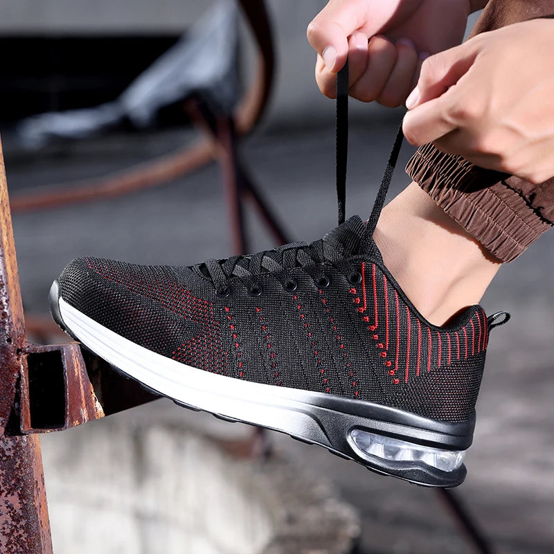 Lightweight Safety Shoes Women Men Air Cushion Work Sneakers Steel Toe Shoes Construction Safety Boots Anti-smash Work Shoes